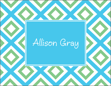 Geo Blue Foldover Note Cards